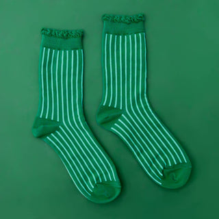 Holiday Striped Crew Socks | Emerald