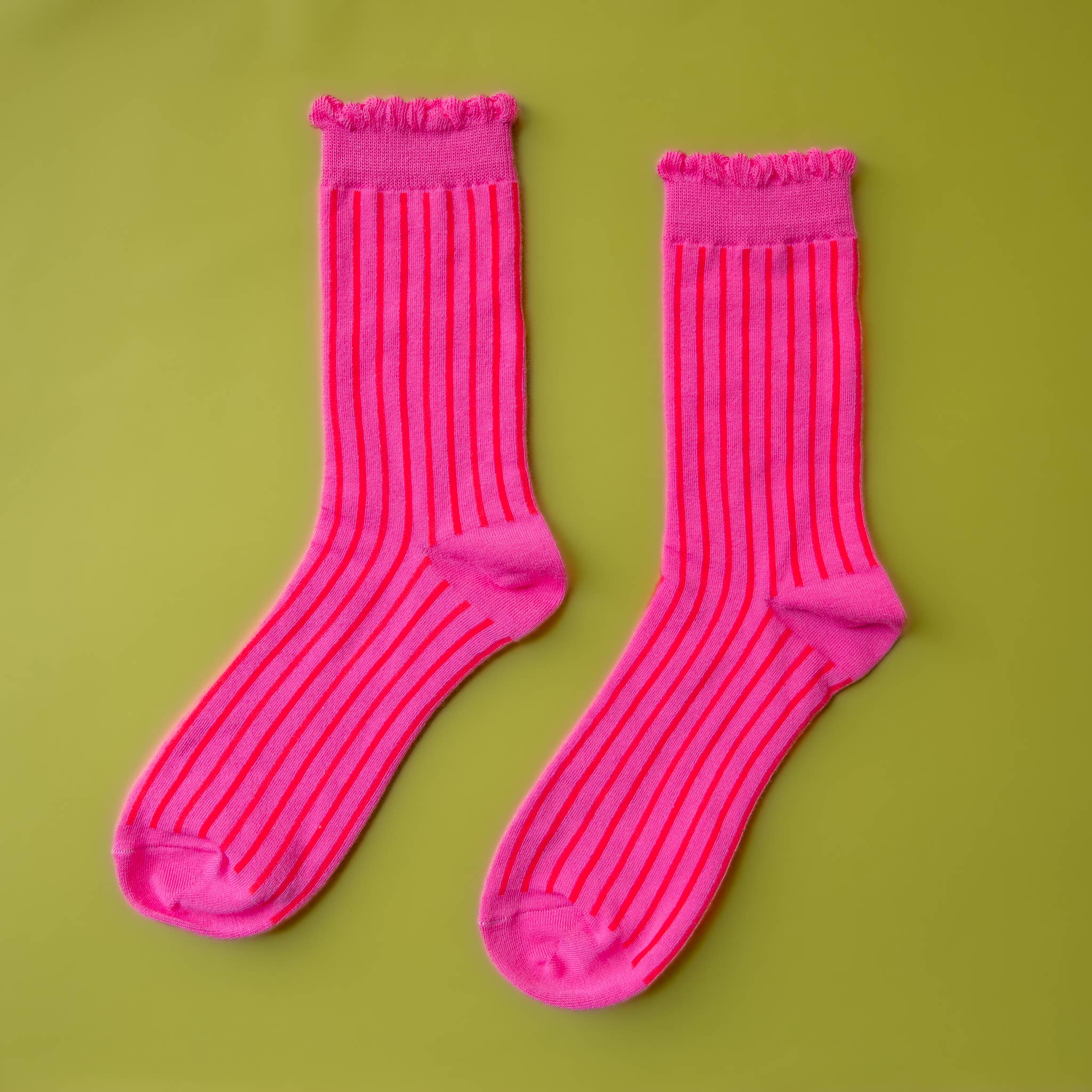 Holiday Striped Crew Socks | Fuchsia