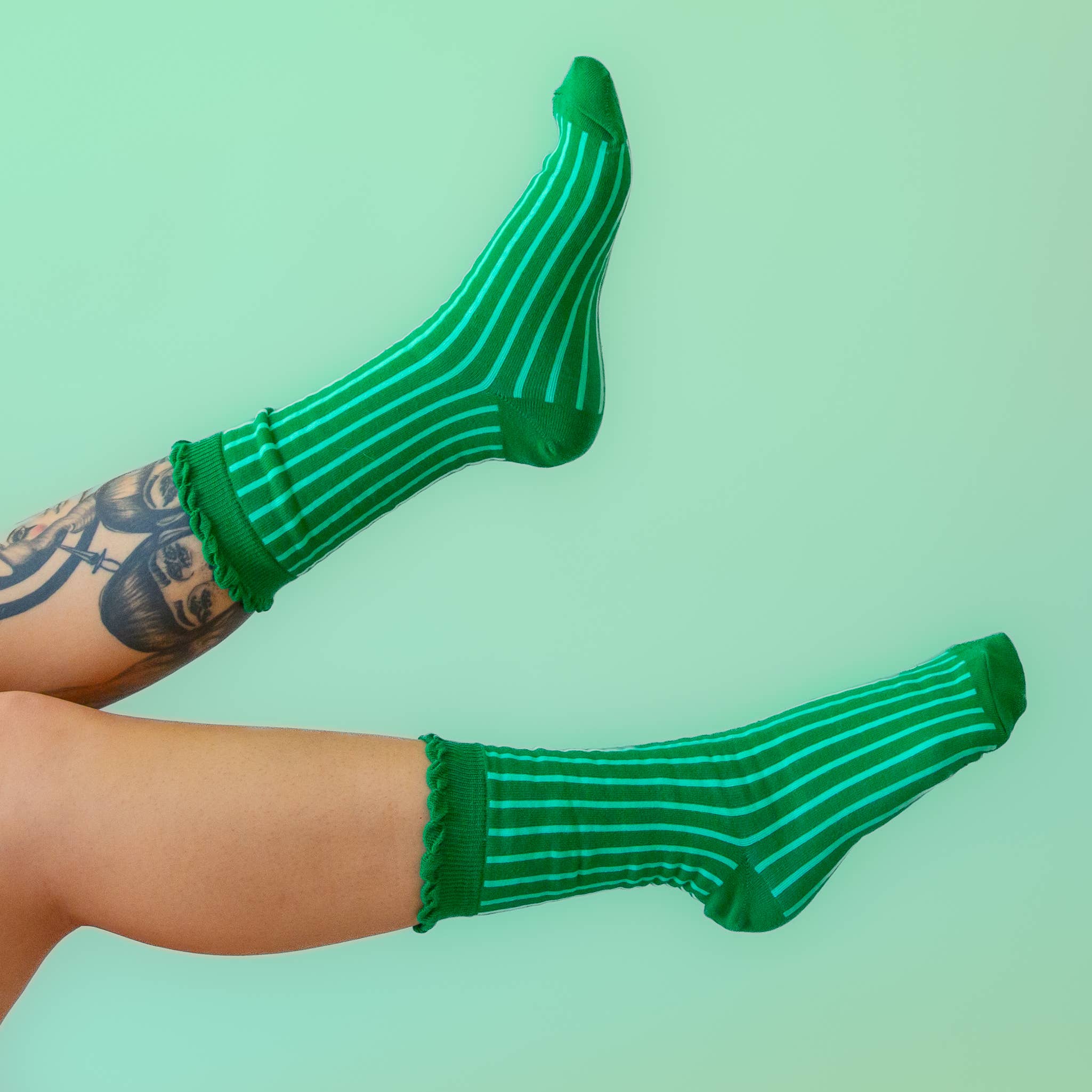 Holiday Striped Crew Socks | Emerald