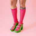 Holiday Striped Crew Socks | Fuchsia