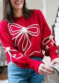 All Tied Up Red Bow Sweater