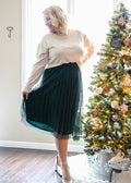 Make the Whole Place Shimmer Emerald Midi Skirt