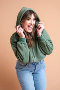 Go Get Em Green Cropped Hoodie