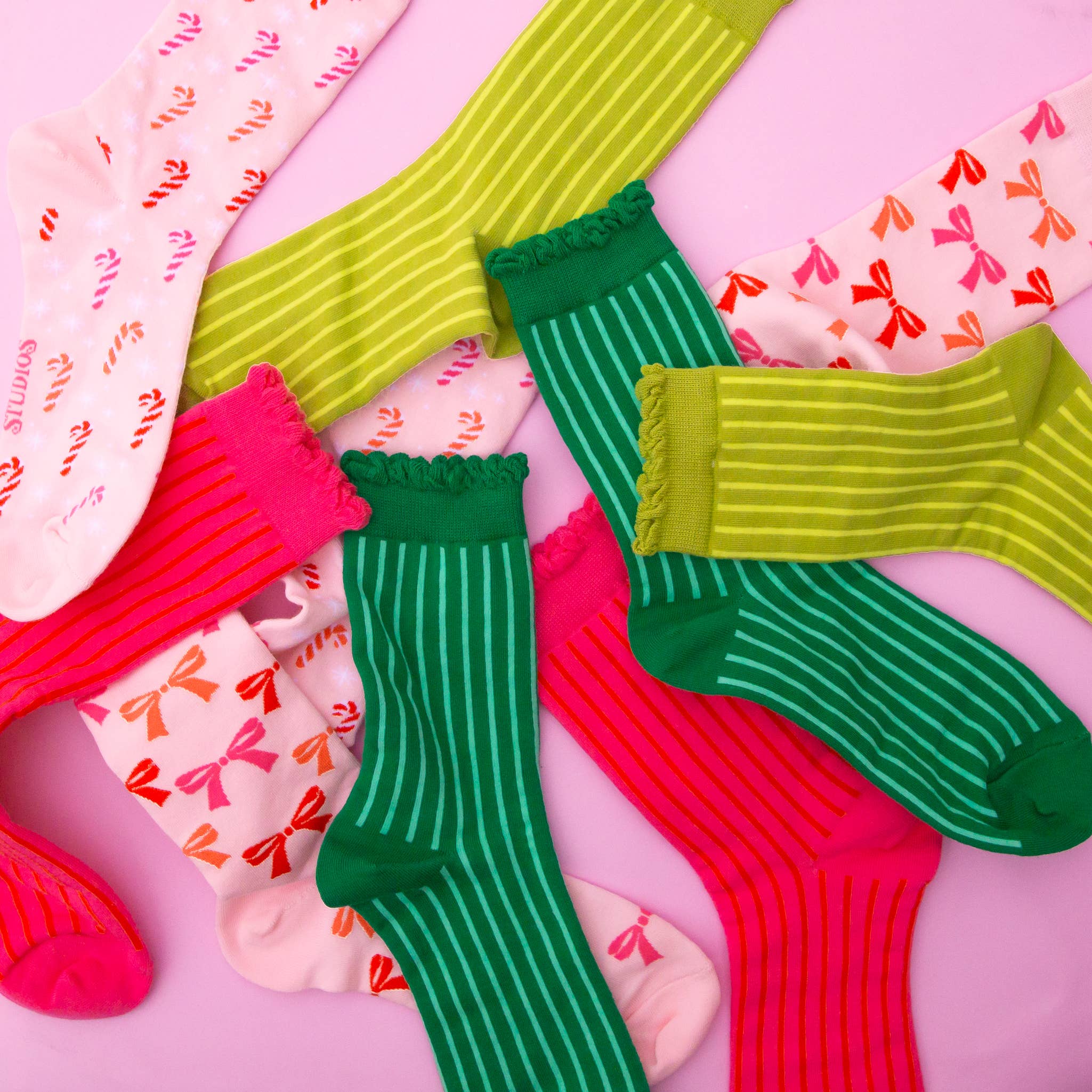 Holiday Striped Crew Socks | Emerald